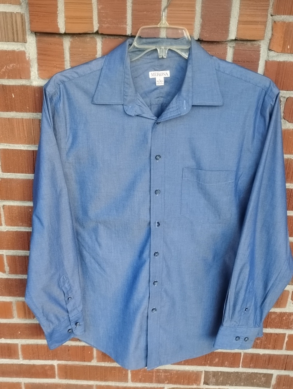 Merona Men's Chambray Blue Long-Sleeve Button Shirt